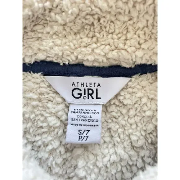 Athleta Girl Size 7 So Snug Sherpa Half Zip Fleece Pullover Pockets - Picture 3 of 6